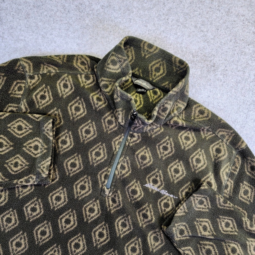 Eddie Bauer Venture Fleece 1/4 Zip Mens XXL 2XL Pullover Sweatshirt Geometric‎